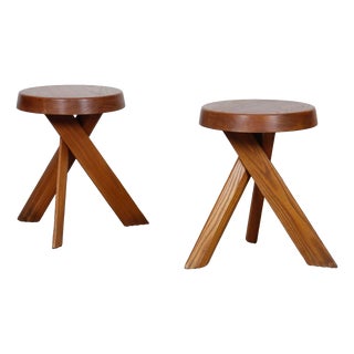 Elm Model S31 Stools by Pierre Chapo, 1980, Set of 2 For Sale