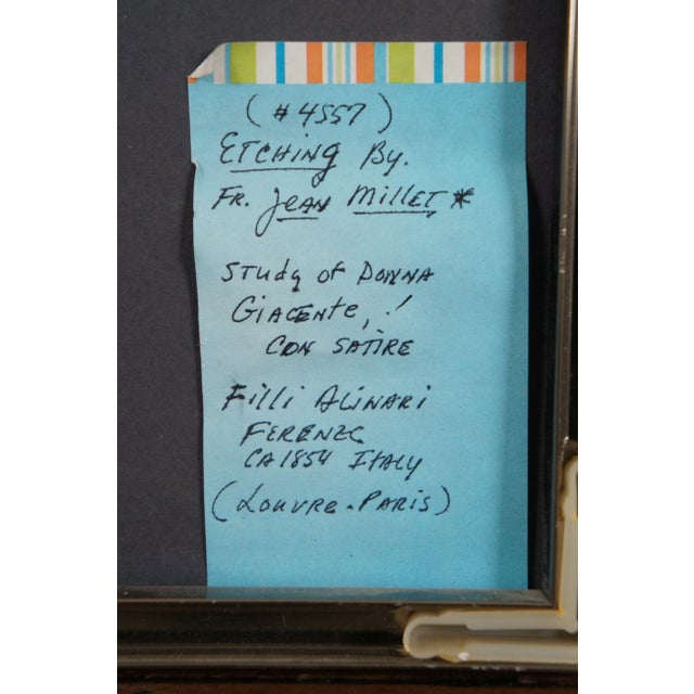 Antique 19th Century French Jean Francois Millet Femme à Moitié Nue Nude Etching 16" For Sale - Image 9 of 11