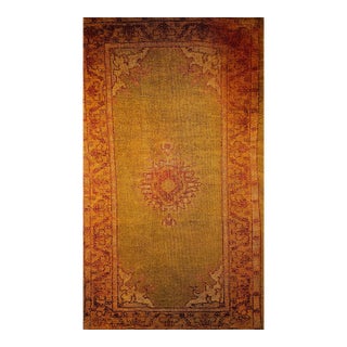 Antique Turkish Oushak Area Rug, Hand-Knotted Wool, Chartreuse, 1900s, 4' x 6' For Sale