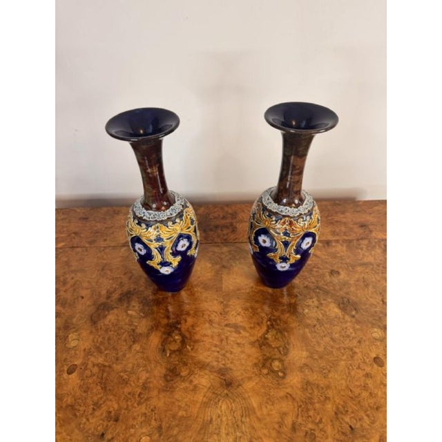 Antique Doulton Lambeth Vases, 1880, Set of 2 For Sale - Image 4 of 7