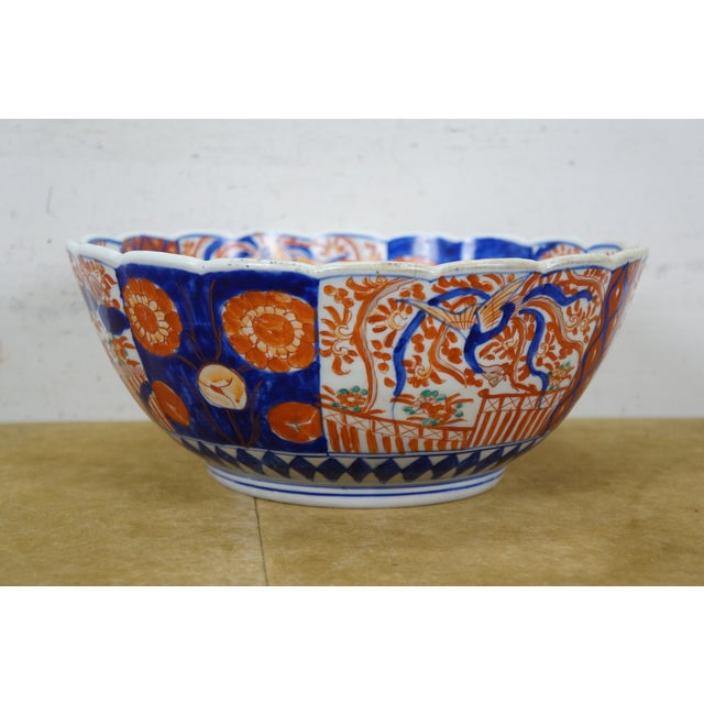 Antique Japanese Meiji Imari Porcelain Scalloped Edge Bonsai Tree Bowl For Sale - Image 9 of 13