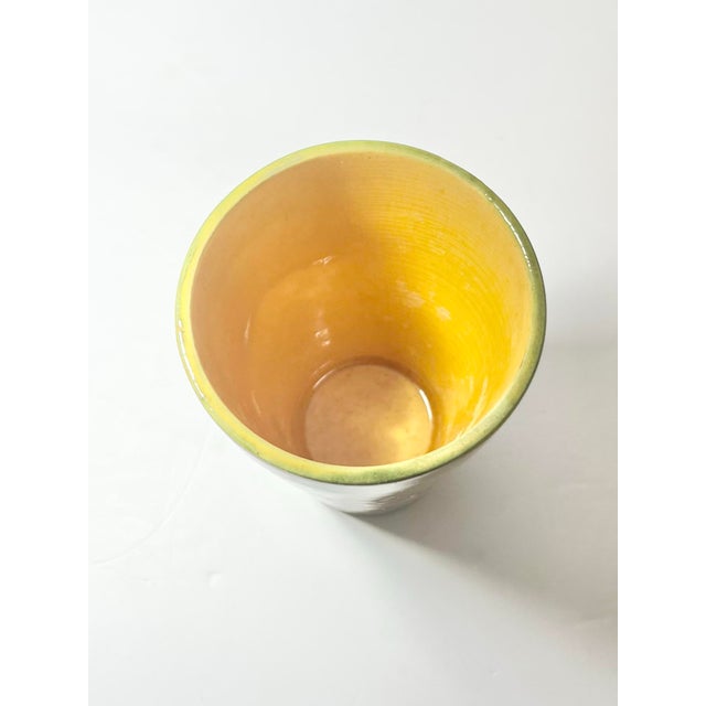 Ceramic Terre E Provence 8 Yellow & Green Ceramic Tumbler Drinking Glasses For Sale - Image 7 of 8