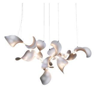 Dune 12 Cluster Chandelier with Silver Anodized Shades by Daniel Becker for Moss Objects For Sale