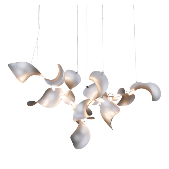 Dune 12 Cluster Chandelier with Silver Anodized Shades by Daniel Becker for Moss Objects For Sale