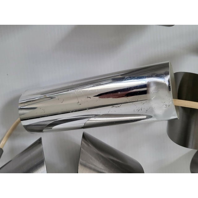 Metal Vintage Space Age Cascade Chandelier with Flowers in Brushed Steel, 1960s-1970s For Sale - Image 7 of 9