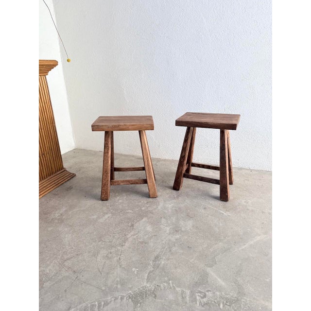 Vintage Oak Stools, 1960s, Set of 2 For Sale - Image 13 of 18
