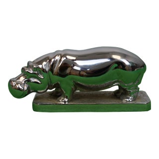 Louis Lejeune Standing Hippo Chrome Plated Car Mascot For Sale