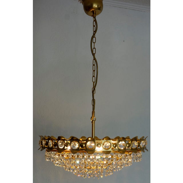 Brass-Lead Crystal Chandelier by Joska Bodenmais, 1970s For Sale - Image 9 of 12
