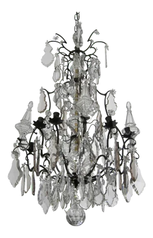 Antique French Crystal and Bronze Chandelier