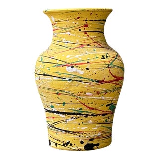 Vintage Splatter Paint Ceramic Vase For Sale