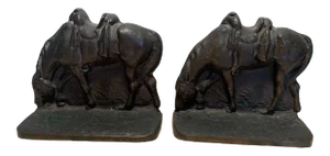 Antique Cast Iron Horse Bookends- a Pair