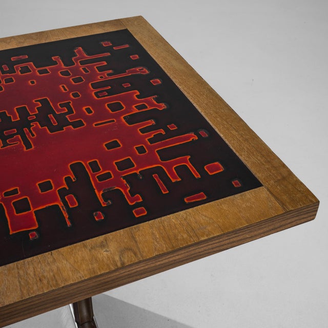 20th Century Scandinavian Metal Coffee Table with Wooden Top For Sale - Image 12 of 18