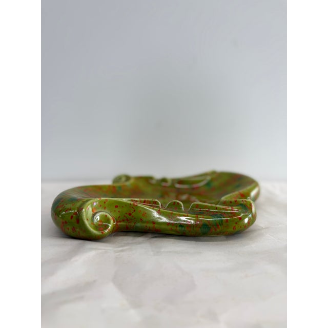 Mid 20th Century Vintage Mid-Century Atlantic Mold Green Speckled Ceramic Ashtray For Sale - Image 5 of 9
