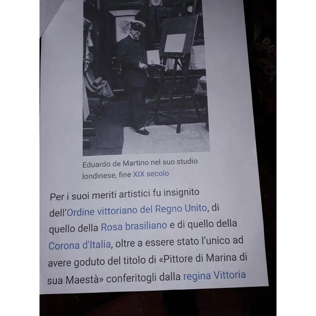 Eduardo de Martino, Seascape, 1800s, Oil on Board, Framed For Sale - Image 5 of 7