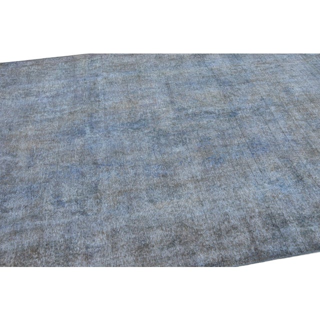 Vintage Persian Overdyed Handmade Medallion Blue Wool Rug For Sale In New York - Image 6 of 11