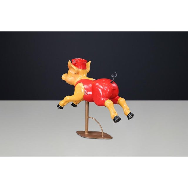 Three Piglets Carousel Sculpture in Polychrome Wood attributed to Bernard Kindt, 1960s For Sale - Image 10 of 15