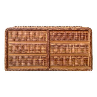 Vintage Woven Rattan Dresser For Sale