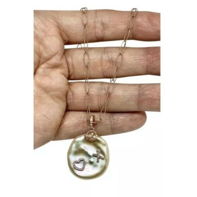 Fine Quality Freshwater Pearl Diamond Necklace 14k Gold Italy Certified $2,950 910819 This is a Unique Custom Made...