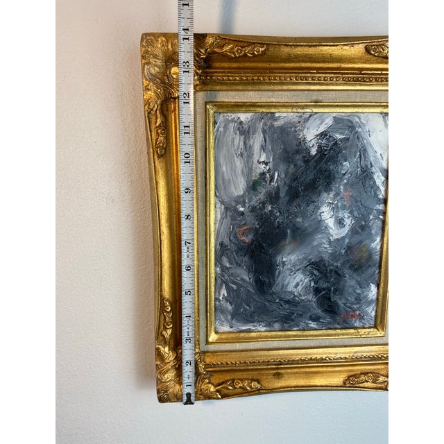 Original Abstract Expressionist Oil Painting in Ornate Vintage Gilded Frame For Sale - Image 9 of 11