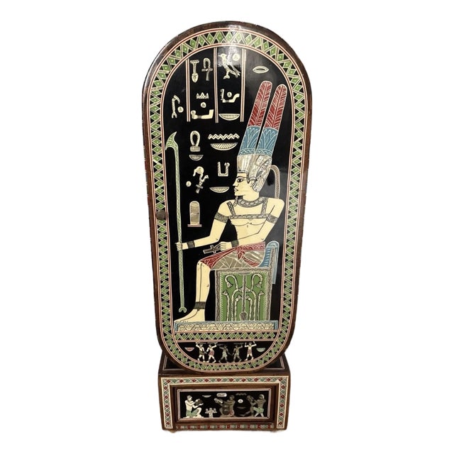 Egyptian Revival 1920s Mother of Pearl Inlay Table Top Jewelry Box For Sale