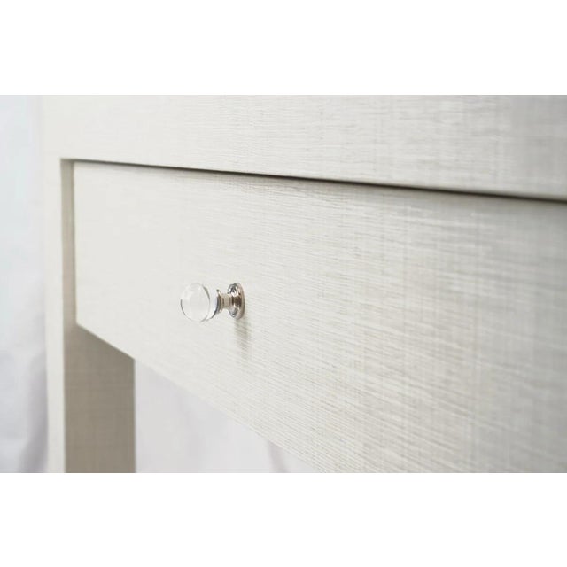 Wood Custom Contemporary Linen Wrapped Nightstands, A Pair For Sale - Image 7 of 8