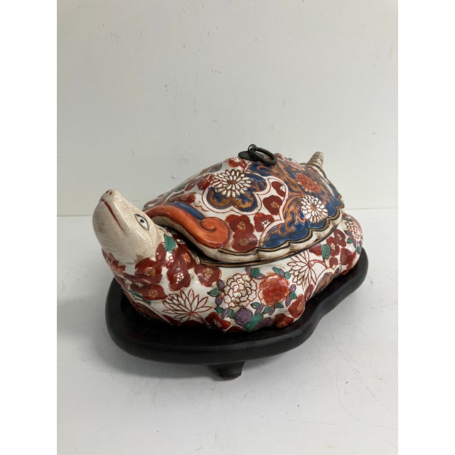 Red Antique Japanese Imari Turtle Soup Tureen With Stand For Sale - Image 8 of 15