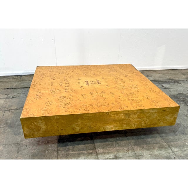 Italian Burl Wood Coffee Table With Brass Frame, 1970s For Sale - Image 4 of 8