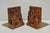 Vintage Chinese Hand Carved Hard Wood & Floral Etched Brass Scholar Bookends by George Zee (unmarked) - a Pair. Circa Mid...