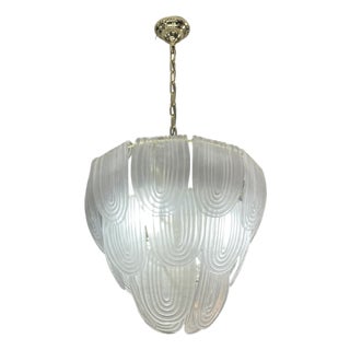 Art Deco Ice Pendant Light with Three-Tiers, 1950s For Sale