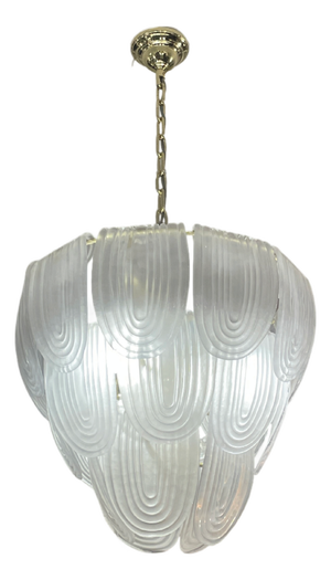 Art Deco Ice Pendant Light with Three-Tiers, 1950s