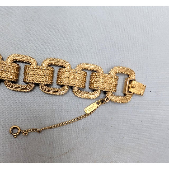 Monet Vintage 1974 Signed Monet Goldtone Link Bracelet For Sale - Image 4 of 7
