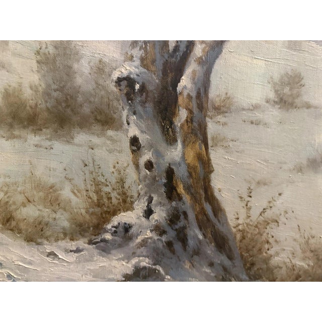 Peter Schneider, Winter Landscape in the Rhön, Oil Painting on Canvas For Sale - Image 10 of 13