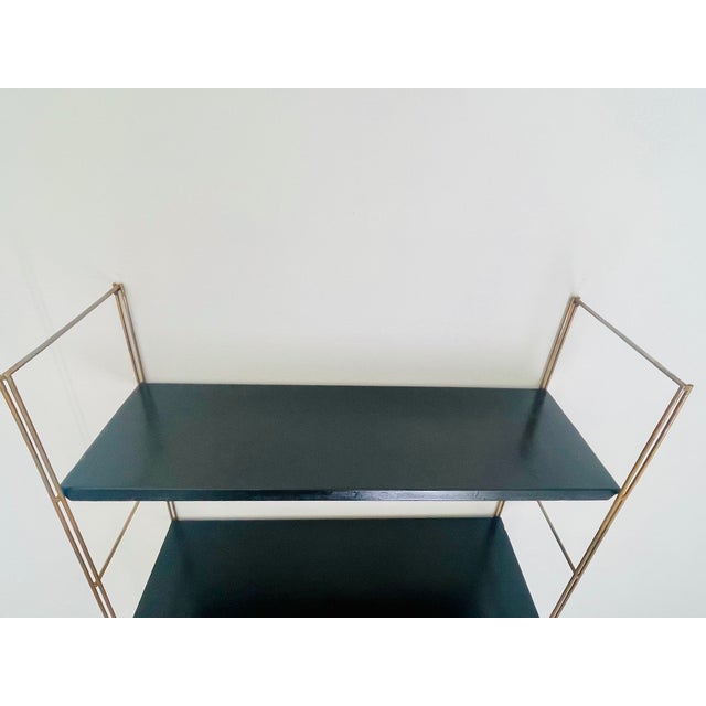 Mid-Century Modern Mid-Century Modern Adjustable Brass and Metal Wall-Mounted Shelf, 1960s For Sale - Image 3 of 18