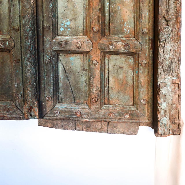 Aqua Antique Early 19th Century Traditional Afghan Teak Doors, Set of 2 For Sale - Image 8 of 14
