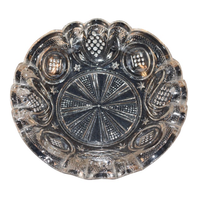 Eapg Fluted Rim Pressed Glass Bowl For Sale