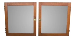 Small Square Oak Arts and Crafts Cabinet Doors - a Pair