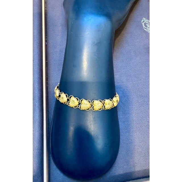 Gold Heart Link 24 Karat Pure Yellow Gold Solid Bracelet, 16.5 Gm, 6.8 INCH For Sale - Image 8 of 18