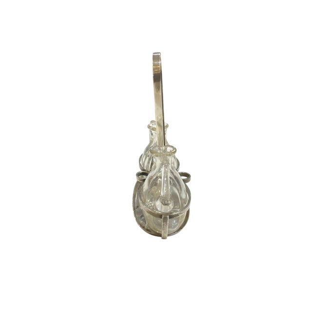 Metal Mid 20th Century Arthur Krupp Milano Oil and Vinegar Glass and Silverplate Cruet Set - 3pcs, Gio Ponti Style For Sale - Image 7 of 16