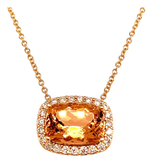 Diamond Morganite Pendant Necklace 14k Gold 7.35 TCW Certified