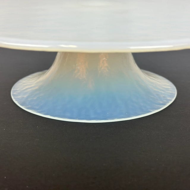 Crate & Barrel Crate & Barrel Orchid White Collection Opalescent Glass Cake Stand Plate For Sale - Image 4 of 8
