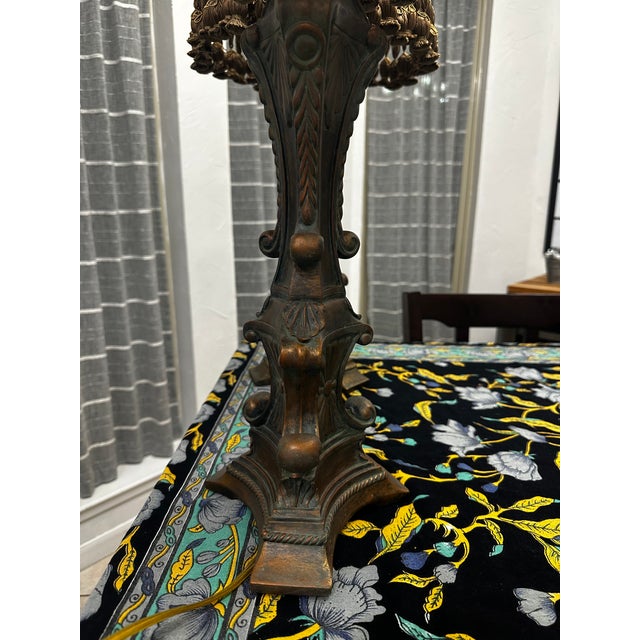 1990s 1990s Hollywood Regency Resin Lamps W/ Jewel-Toned, Beaded Shades - a Pair For Sale - Image 5 of 7