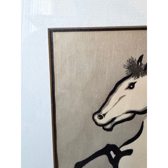 1940s Framed Set of Japanese Woodblock Prints of a Horse by Yoshijiro Urushibara For Sale - Image 15 of 17