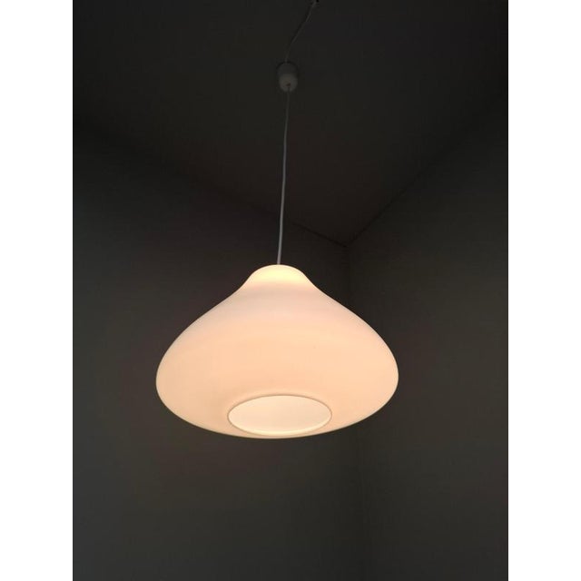 Mid-Century Modern Pendant Light in Opaline Glass and Plastic, Czechoslovakia, 1970s For Sale - Image 6 of 14