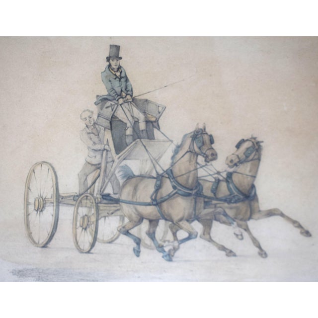 Driving a Pair in a Horse-Breakers Skeleton Brake 18th C. Watercolour by Henry T. Alken Sr. For Sale - Image 4 of 5