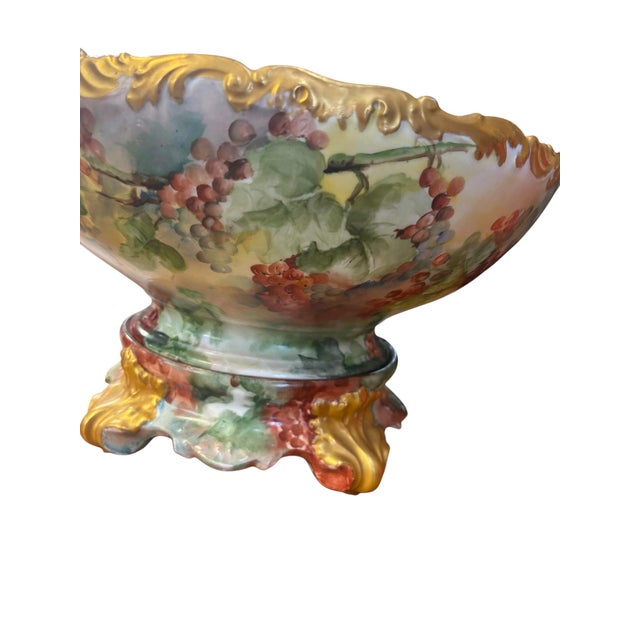 Victorian Belle Epoch Rococo Revival Limoges Centerpiece Bowl & Stand For Sale - Image 3 of 10