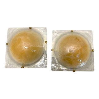 Murano Glass Flush Mounts, 1980s, Set of 2 For Sale