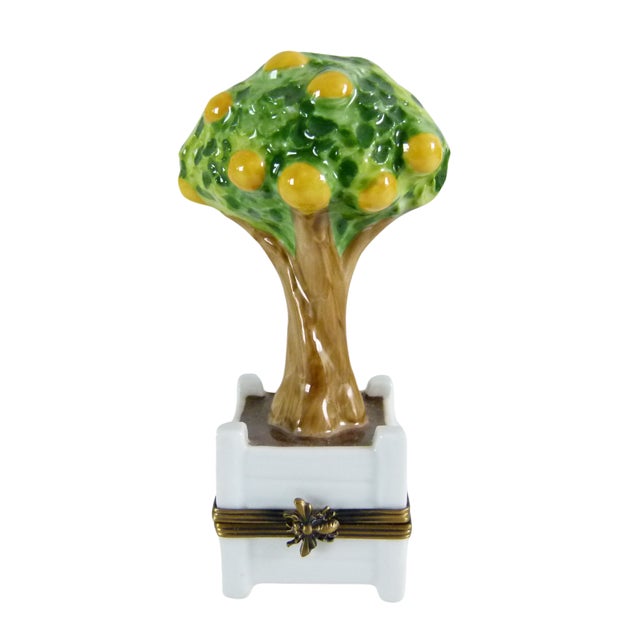 1980s Limoges Peint Main Orange Tree in Planter Trinket Box by Chamart Exclusif For Sale In Atlanta - Image 6 of 8
