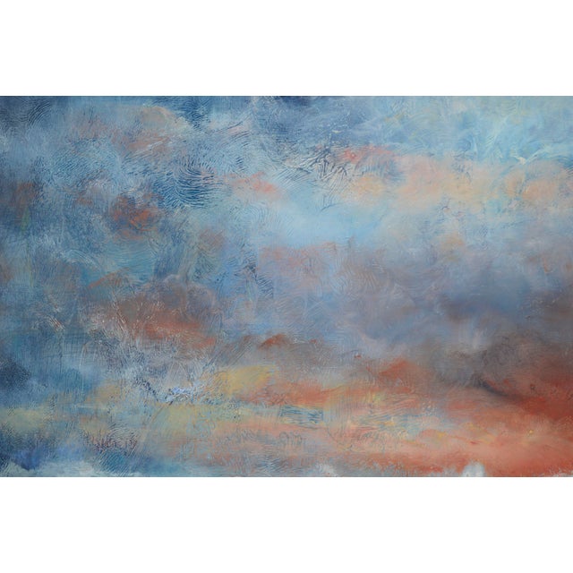 Impressionist Stormy Sunset Seascape With Blue & Orange by Vasil Papkov For Sale - Image 3 of 7