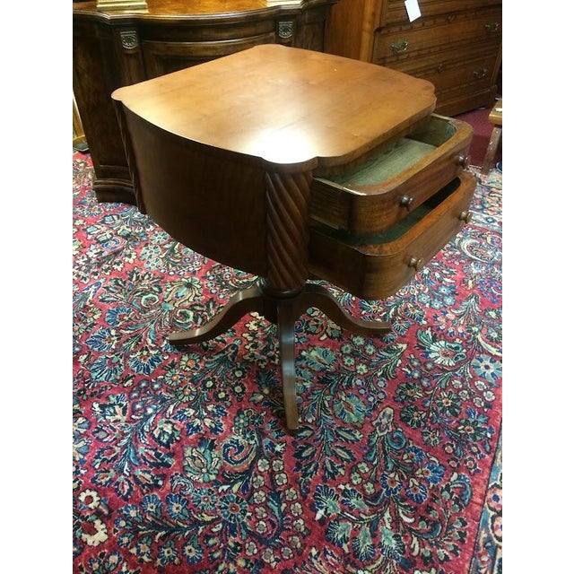 Antique Cherry and Mahogany Two Drawer Table For Sale - Image 6 of 9