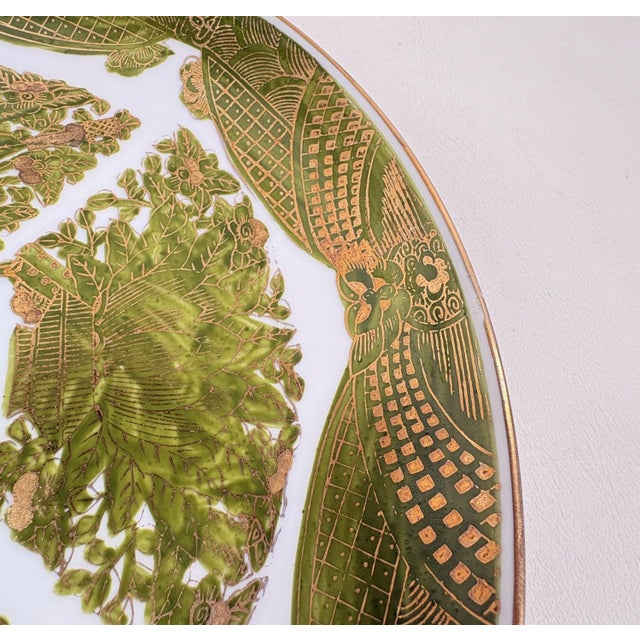 Vintage 10.75" "Gold Imari" Hand-Painted Japanese Porcelain Charger Plate – Green & Gold Motif For Sale - Image 4 of 6